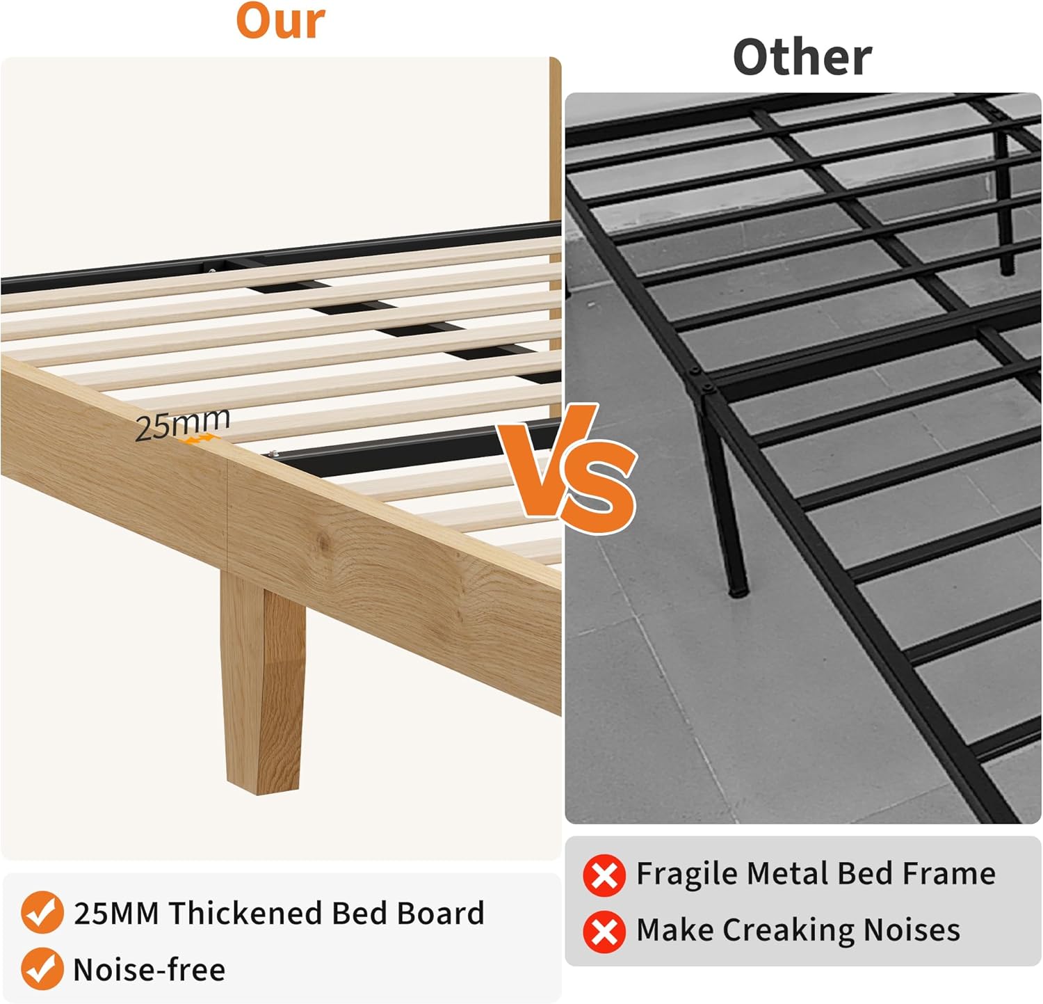 Garvee Full Size Rattan Bed Frame, Bohemian Rattan Bed Frame Full with Natural Headboard, LED Lights, No Box Spring Needed