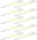 BBOUNDER 10 Pack 4FT LED Wraparound Light with 3CCT Selectable, 4000K/5000K/6500K, Super Bright 5500LM 50W 4 Foot Fluorescent Fixture, Flush Mount Office Ceiling Light for Kitchen Garage, White