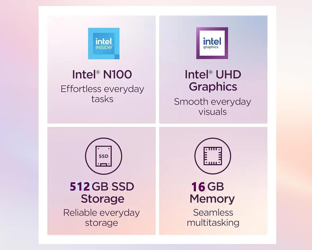 Lenovo A100 All in One Desktop Computer for Home Office, 23.8 Inch IPS FHD Display, Intel N100 Processor, 16 GB RAM, 512 GB SSD, Intel UHD Graphics, Wired Keyboard & Mouse, Windows 11 Pro, Accessories