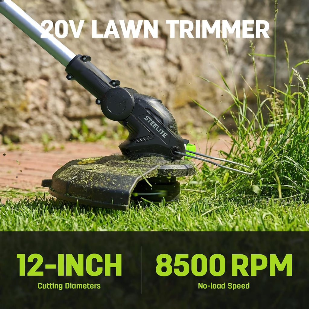 STEELITE 40V 17" Electric Lawn Mower & 12" String Trimmer & 500CFM Leaf Blower Combo Set, 3-in-1 Yard Care Kit with 3x4.0Ah Batteries & Dual Chargers