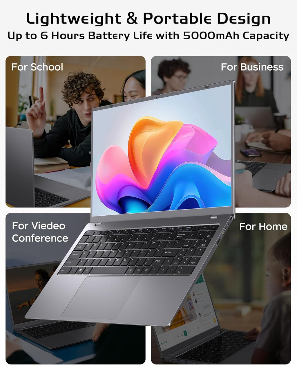 15.6 inch Laptop 16GB RAM - 512GB SSD Laptop Good for Business and Student, Pentium Processor (Up to 3.4GHz), IPS FHD Display, WIFI5 and BT5.0, Dual USB C, USB 3.2, HDMI