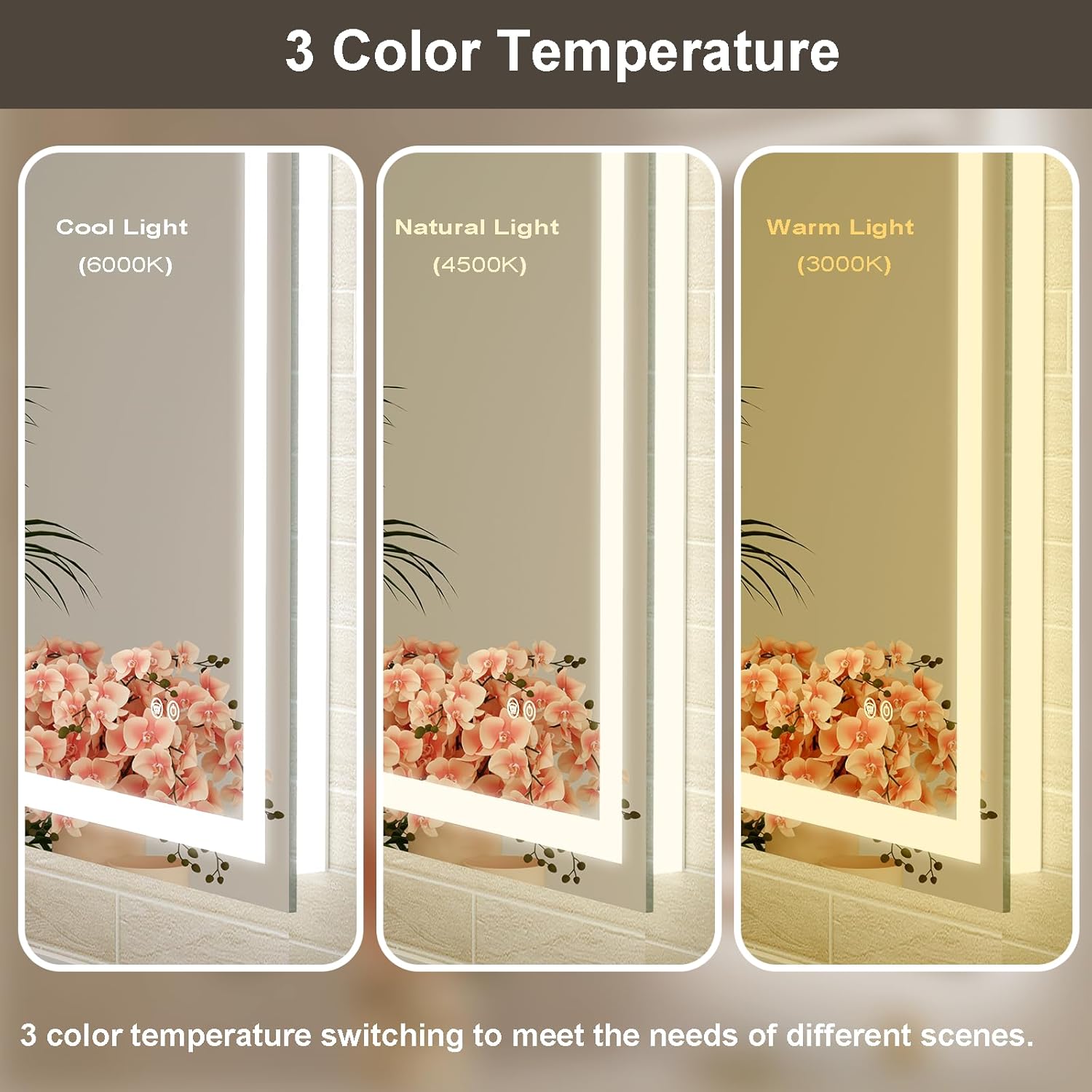 48x30 LED Bathroom Mirror with Lights, Brighter Backlit + Front Lit, Tempered Glass, Dimmable, Multiple Light Modes, Anti-Fog Lighted Bathroom Vanity Mirror for Wall, Memory Function