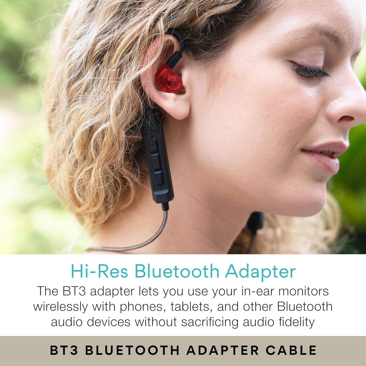 MEE audio M6 PRO Musicians' in-Ear Monitors Wired + Wireless Combo Pack: Includes IEMs, 2 Audio Cables and BT3 Hi-Res Bluetooth Audio Adapter w/aptX, LDAC, Auracast Support, & Built-in Headset (Red)