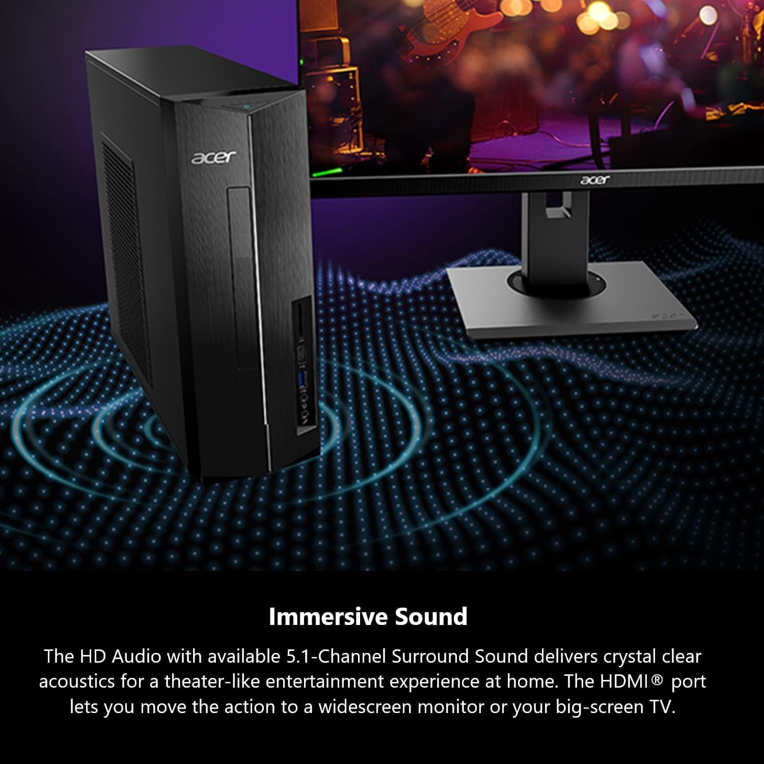 Acer 2026 Desktop Tower, Intel 14th Gen Ultra-Fast 10-Core i5 Processor, 16GB RAM, 1TB Storage HDD, Plus 512GB SSD, Wi-Fi 6, Support 4K Monitor, Wins 11, Wired KB & Mouse, Free Office 365 on The Web
