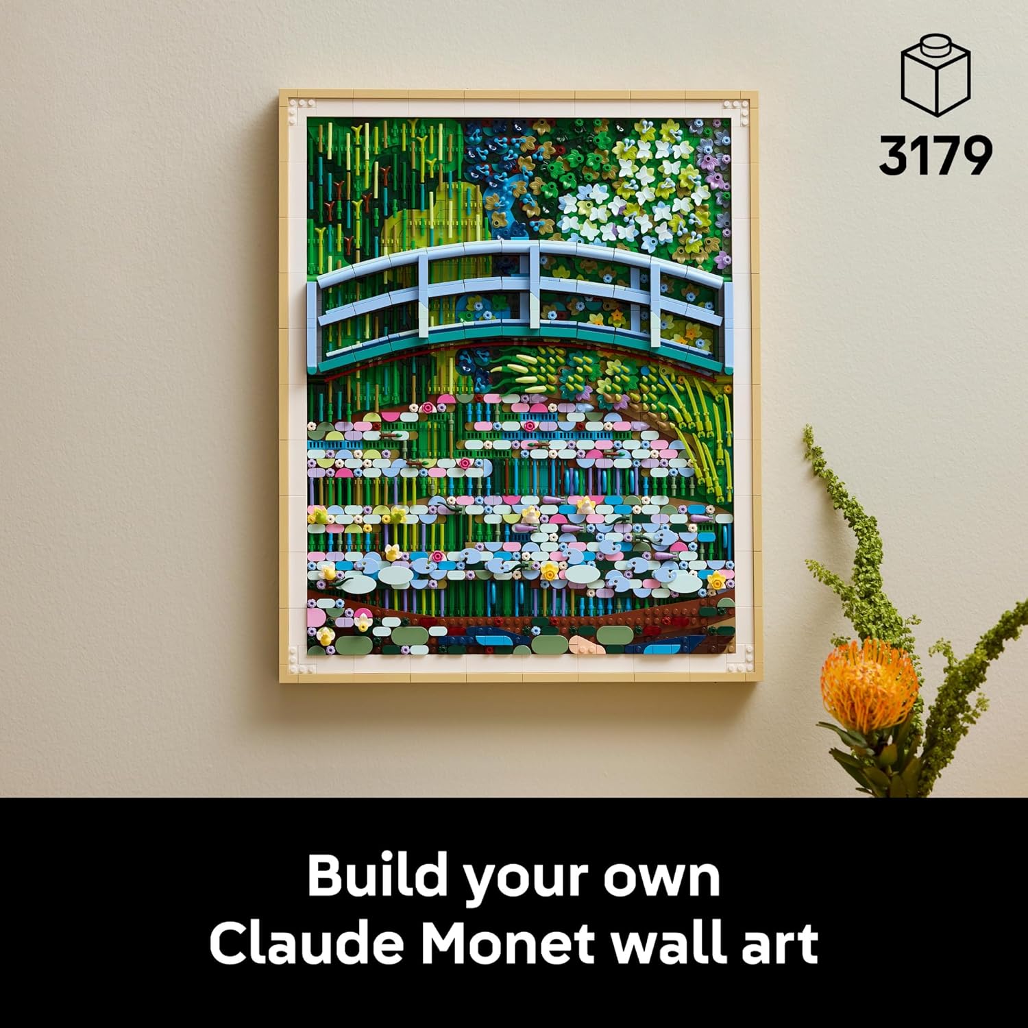 LEGO Art Claude Monet – Bridge Over a Pond of Water Lilies - Building Sets for Adults, Ages 18+ - Wall Decor for Living Room or Home Office - Gift for Women & Men - 31220