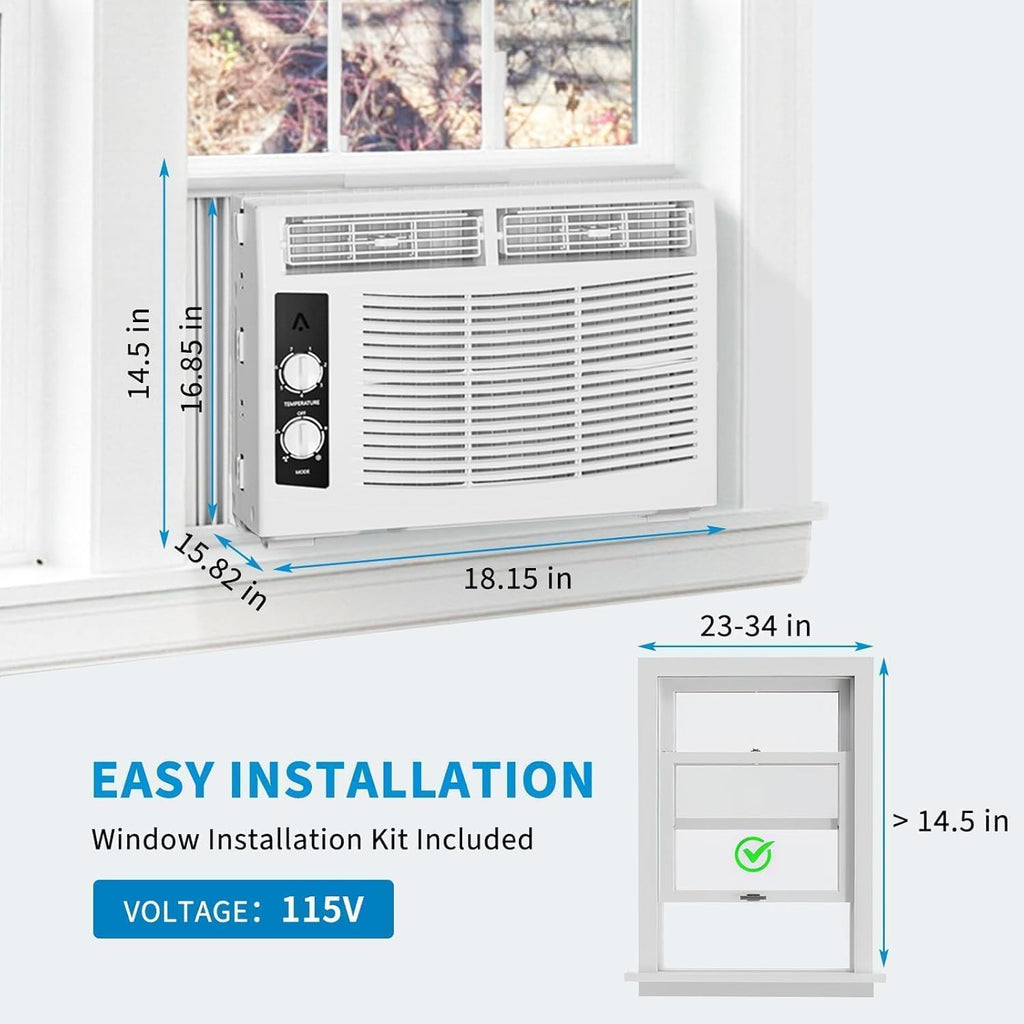 6000 Btu U-Shaped Window Air Conditioner, WiFi & App Control, Ultra Quiet, Enabled Saddle Window AC Unit Cools Up to 300 Sq. ft, Cooling, Dehumidifier, Flexible for Home/Office