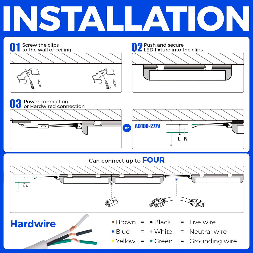 Barrina LED Shop Lights 8FT, 72W 10000LM 5000K, Daylight White, T8 LED Garage Lights, V Shape Clear Cover, High Output Tube, Linkable 8 Foot LED Strip Light for Workshop, Warehouse with Plug, 10 Packs