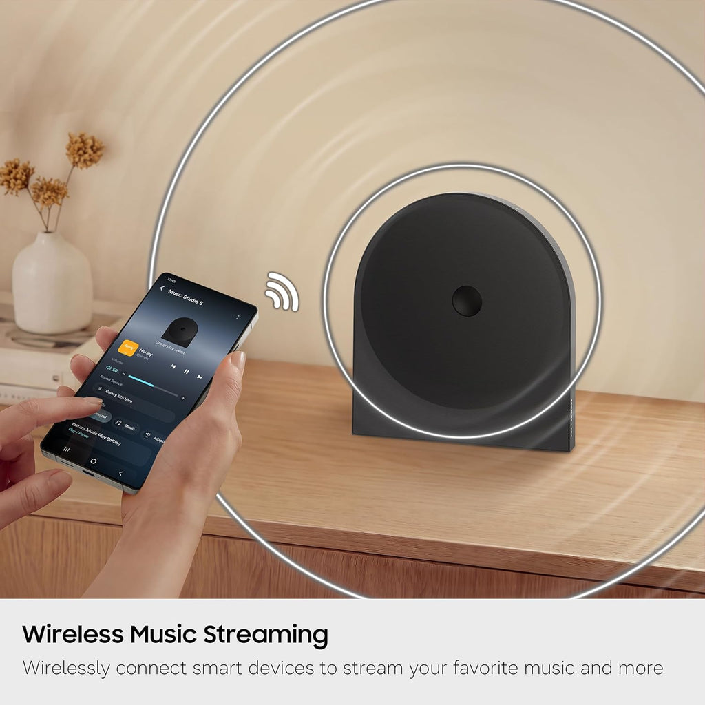 Samsung HW-LS50H Music Studio 5 Wireless Smart Speaker, Wi-Fi & Bluetooth Connectivity, Wireless Dolby Atmos, Q-Symphony, Smart Integration, Adaptive Sound, Alexa Built-in (2026 Model)