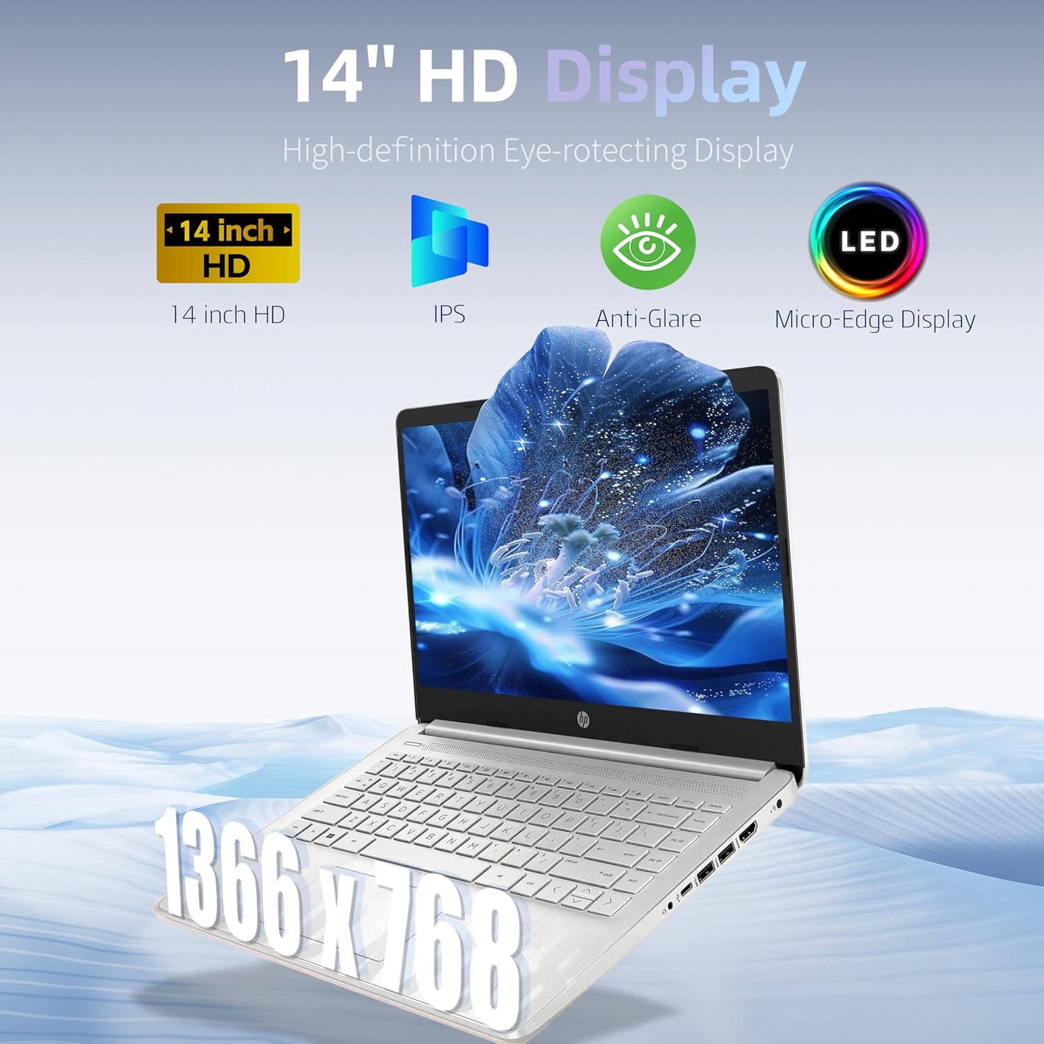 HP 2026 Ultrabook Laptop for Students & Home, Microsoft Office 365 with Copliot AI, 16GB RAM, 128GB Storage + 500GB EXT HDD, Quad-Cores Intel Processor, Windows 11, Lightweight, Long battery life