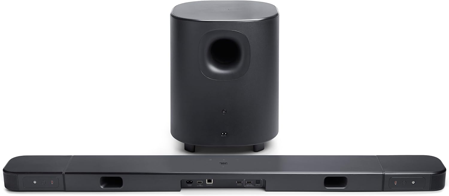 JBL Bar 700MK2-7.1 Channel soundbar System with Detachable Speakers and Dolby Atmos, 780W max Output Power and a 10" Wireless subwoofer, Works with Voice Assistant-Enabled Speakers (Black)