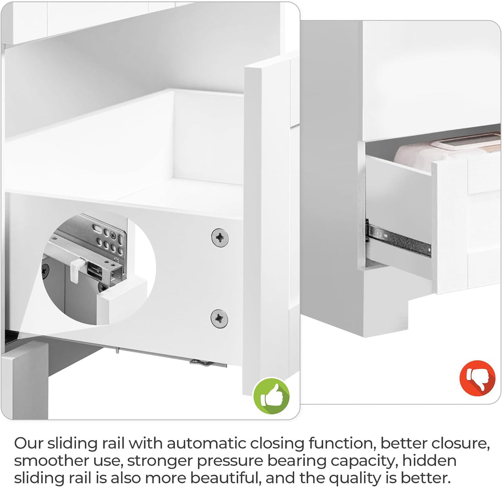 Yaheetech 24.5" Modern Bathroom Vanity with Ceramic Basin, Undermount Vanity Sink Cabinet with 2 Doors and 1 Drawer, Free Standing Bathroom Storage Cabinet with Sink Combo Set, White