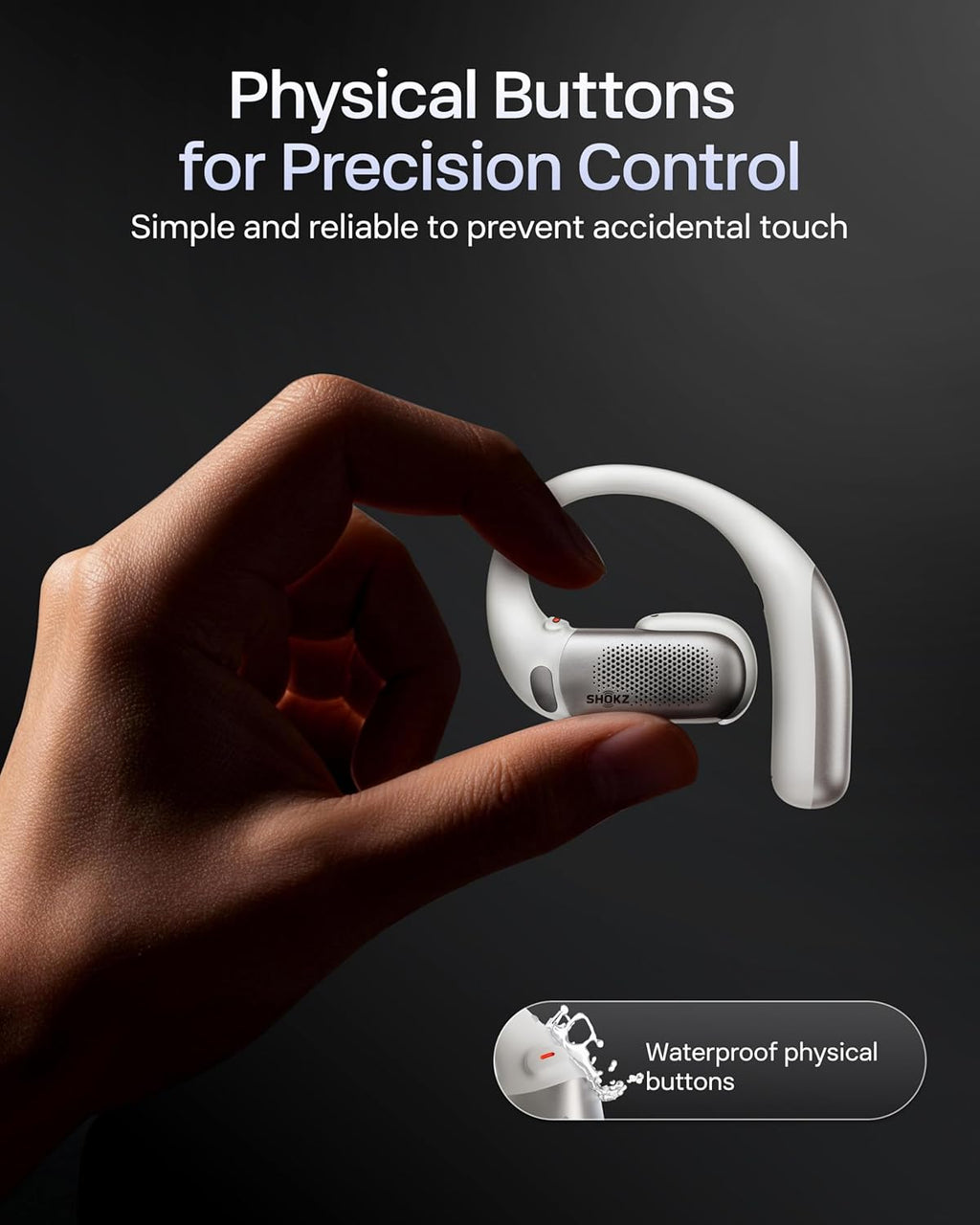 SHOKZ OpenFit Pro Open-Ear True Wireless Earbuds with Open-Ear Noise Reduction, Optimised for Dolby Atmos, Deep Bass, 50H Playtime, AI-Powered Clear Calls for Work, Sport, Bluetooth 6.1, IP55, White