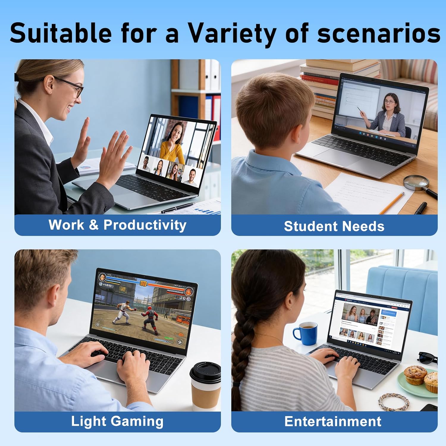 2026 Laptop Computer,15.6 Inch Windows 11 Pro Laptops with Microsoft Office,8GB RAM 256GB SSD,Intel Pentium Process,6H Battery,Mini HDMI,cam|Mic,Portable Thin for College Student Kids Business Work