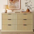 VASAGLE MAXE Collection - 6-Drawer Double Dresser for Bedroom, 54.2-Inch Wide Chest of Drawers, Fluted Panels, Mid Century Modern Storage Dresser, TV Stand for Living Room, Oak Beige ULTS662YC01S