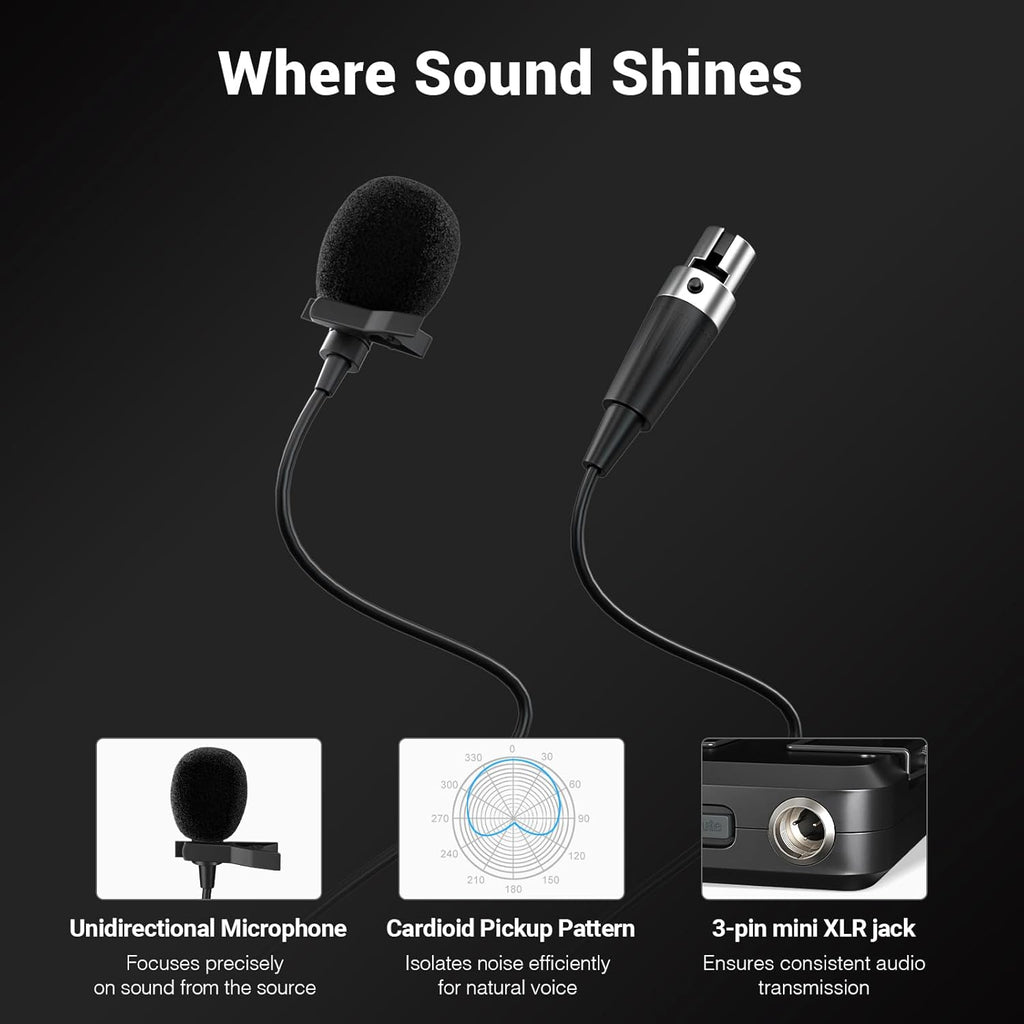 Phenyx Pro Dual UHF Wireless Microphone System .Auto-Scan Cordless Mic Set w/ 2x100 Frequencies, 2 Bodypacks & Headsets/Lapel Microphones for Speaking, Singing, Church, DJ (PTU-71-2B)