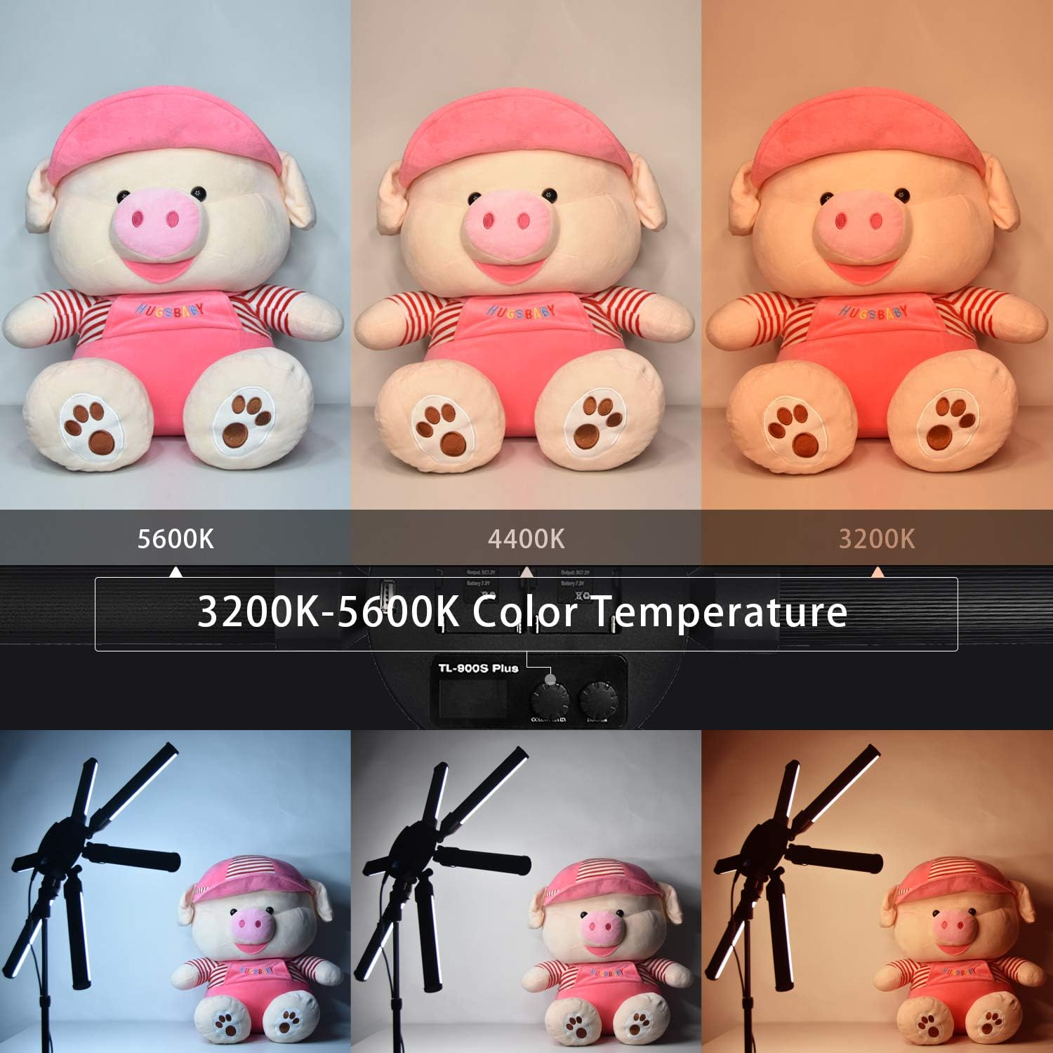 FOSOTO Photographic Lighting Dimmable 3200-5600K 6 Tubes LED Photography Star Light Lamp for Camera Photo Studio Phone Shooting, YouTube Makeup with Tripod Stand