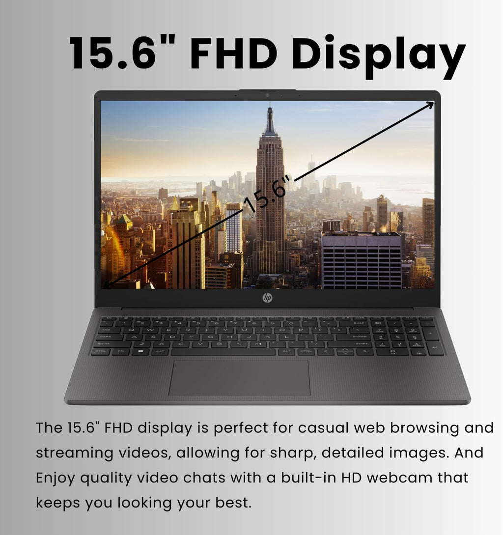 HP 255 G10 15.6" FHD Business Laptop, AMD Ryzen 7 7730U, 16GB RAM, 1TB PCIe SSD, Numeric Keypad, Webcam, Wi-Fi 6, HDMI, Windows 11 Pro, Black