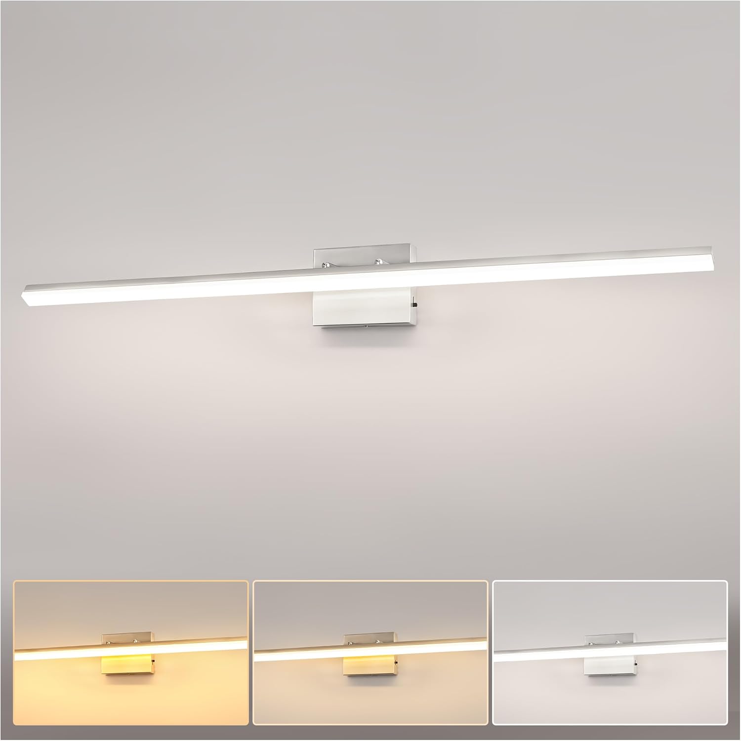 L LOHAS LED 48-Inch Bathroom Vanity Light Bar Over Mirror, Brushed Nickel Modern Bathroom Light Fixtures, 3CCT Adjustable LED Vanity Lights for Living Room Wall