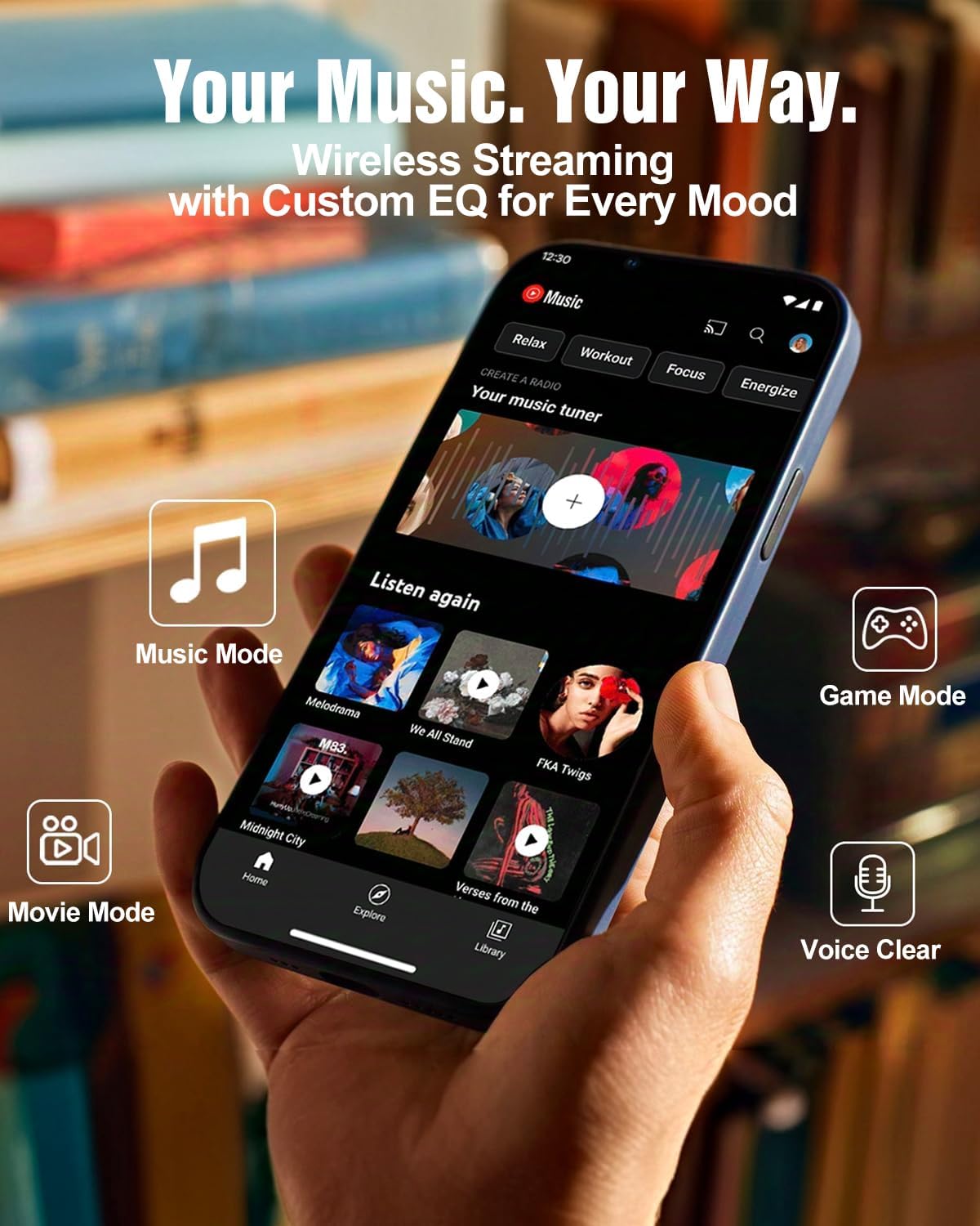Wooden 5.1.2 Virtual Surround Sound System, 4 Surround Speakers Wired, 400W Peak Power, Sound Bars for Smart TV w/Subwoofer, 5.25'' Deep Bass, Home Theater TV System, ARC/Opt/BT/AUX