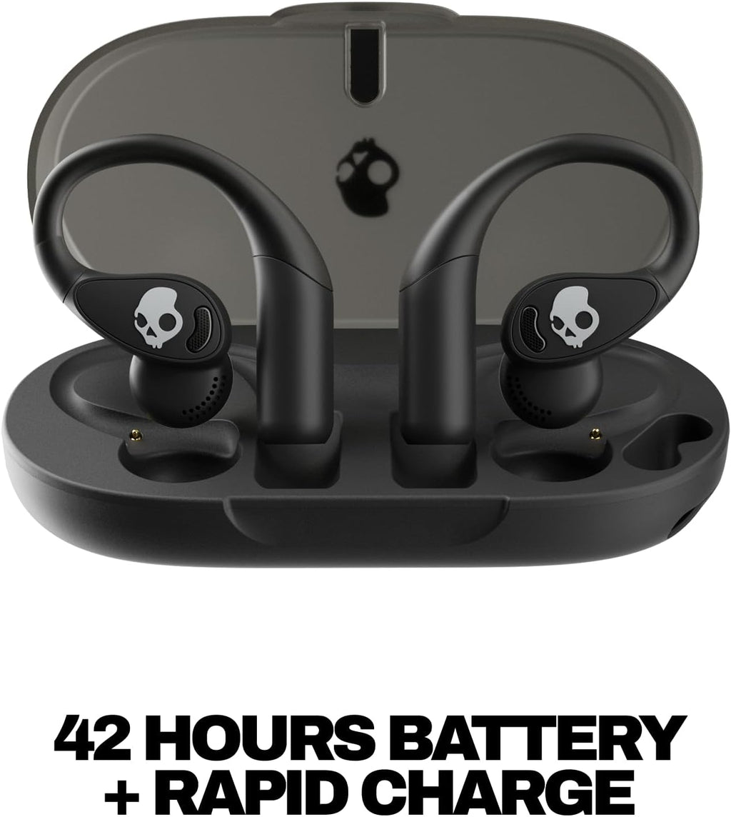 Skullcandy Push 540 Open Wireless Open-Ear Bluetooth Earbuds, Headphones, Sweat and Water Resistant, 42 Hours Battery, Detachable Neckband, Secure Fit, Microphone for iPhone Android - True Black