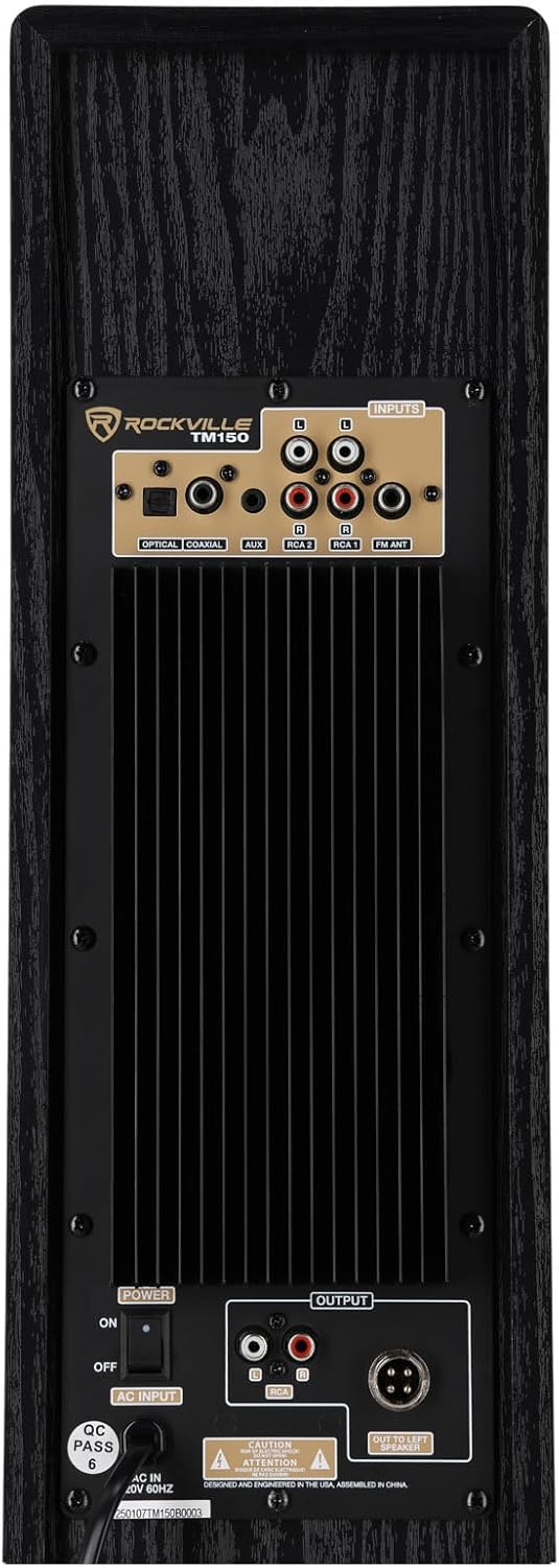 Rockville TM150B Powered Home Theater Tower Speaker System, Black, 1000W, 10" Subwoofers, Bluetooth, USB/SD Playback, FM Radio, Remote Control, Karaoke Ready, Perfect for Home Entertainment