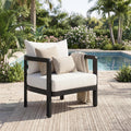 Christopher Knight Home Lulala Aluminum Lounge Chair Outdoor with Removable Cushion, Metal Frame Patio Accent Chair, Patio Garden Comfy Reading Chair, Beige+Black