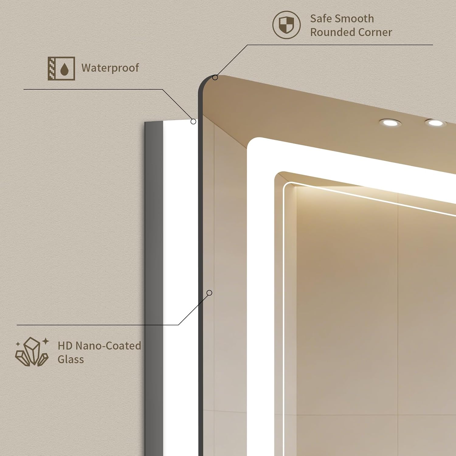 30"x36" LED Bathroom Mirror with Lights, Backlit + Front Lit, Anti-Fog, Lighted Bathroom Mirror for Wall, HD Shatterproof Tempered Glass, Dimmable, Memory Function (Horizontal/Vertical)