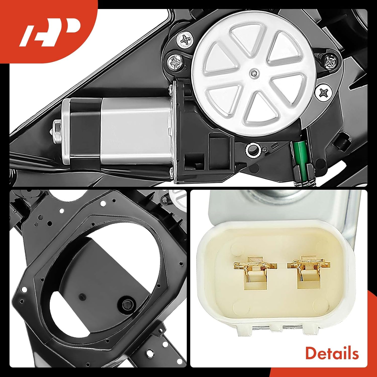 A-Premium Power Window Regulator with Motor and Panel Replacement for Ford Expedition Lincoln Navigator 2007-2017 Front Right Passenger Side (with 2 Prongs Plug)