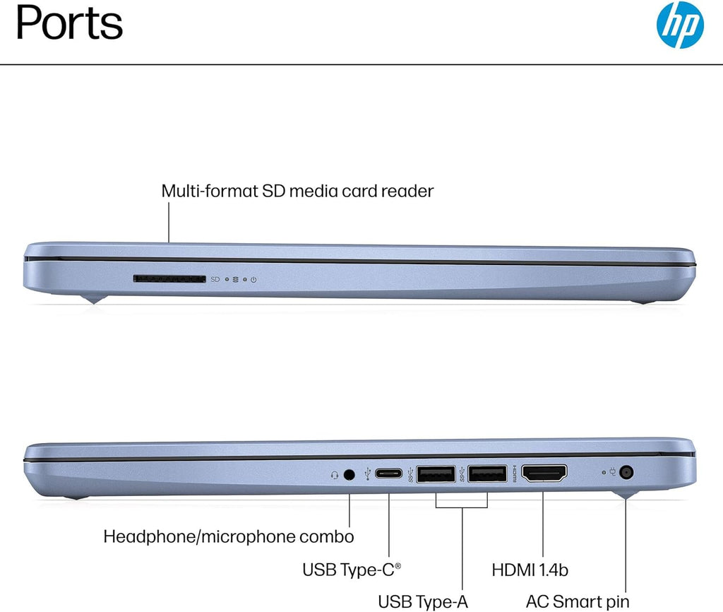 HP Laptop Computer for Students, 2026 Edition AI PC, 1 Year Office 365, Intel Processor, 16GB RAM, 128GB UFS, 500GB External HDD, Long Battery Life, Webcam, WiFi 6, Windows 11 Home S, Sky Blue