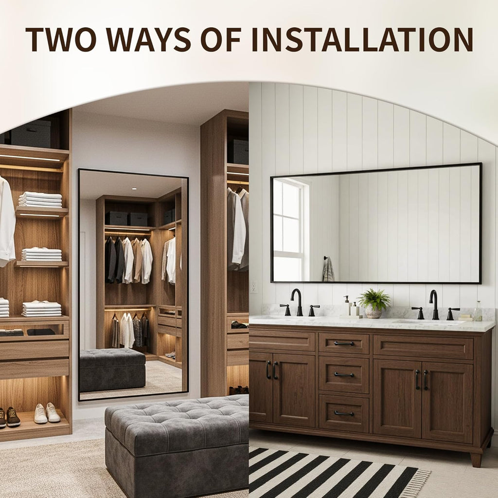 FICTOR Bathroom Vanity Mirror-Black,60x36 Inch, Shatterproof & Anti-Rust, Wall Mount Large Rectangle Mirrors with Metal Frame for Over Sink, Bathroom, Bedroom, Living Room,Entryway