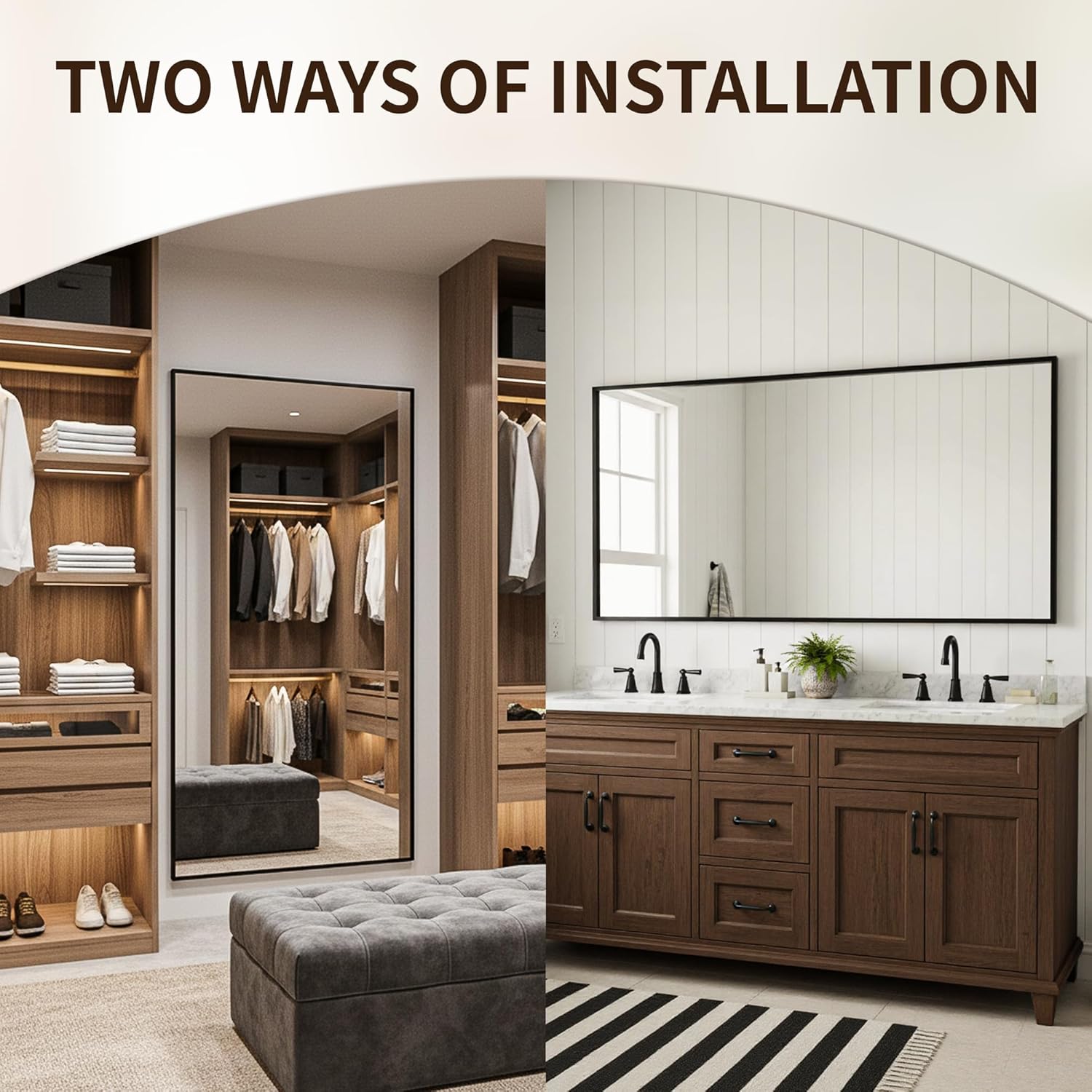 FICTOR Bathroom Vanity Mirror-Black,60x36 Inch, Shatterproof & Anti-Rust, Wall Mount Large Rectangle Mirrors with Metal Frame for Over Sink, Bathroom, Bedroom, Living Room,Entryway