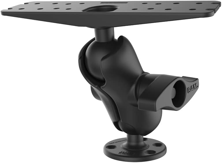 RAM Mounts Heavy-Duty Marine Electronics Mount, D Size 2.25" Ball with Short Arm, Drill-Down Mount for Fish Finders & Chartplotters, 11" x 3" Plate RAM-D-111U-C