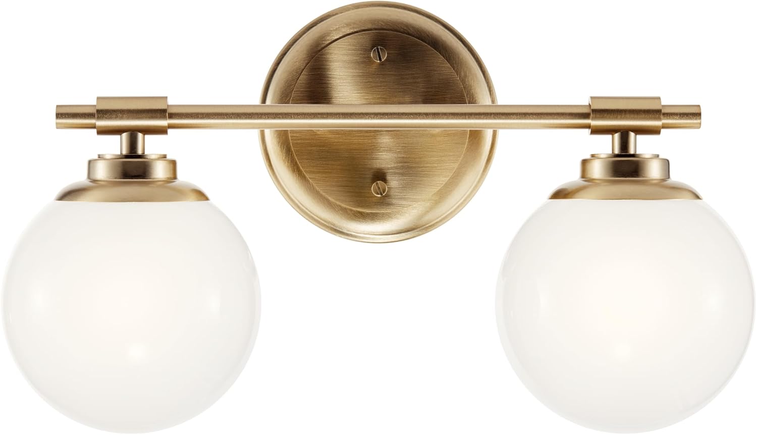 Kichler Benno 2-Light Bathroom Vanity Light Fixture, Modern Wall Mount Light with Opal Glass in Champagne Bronze for Bathroom or Powder Room (9.75" x 14.75"), 55171CPZ