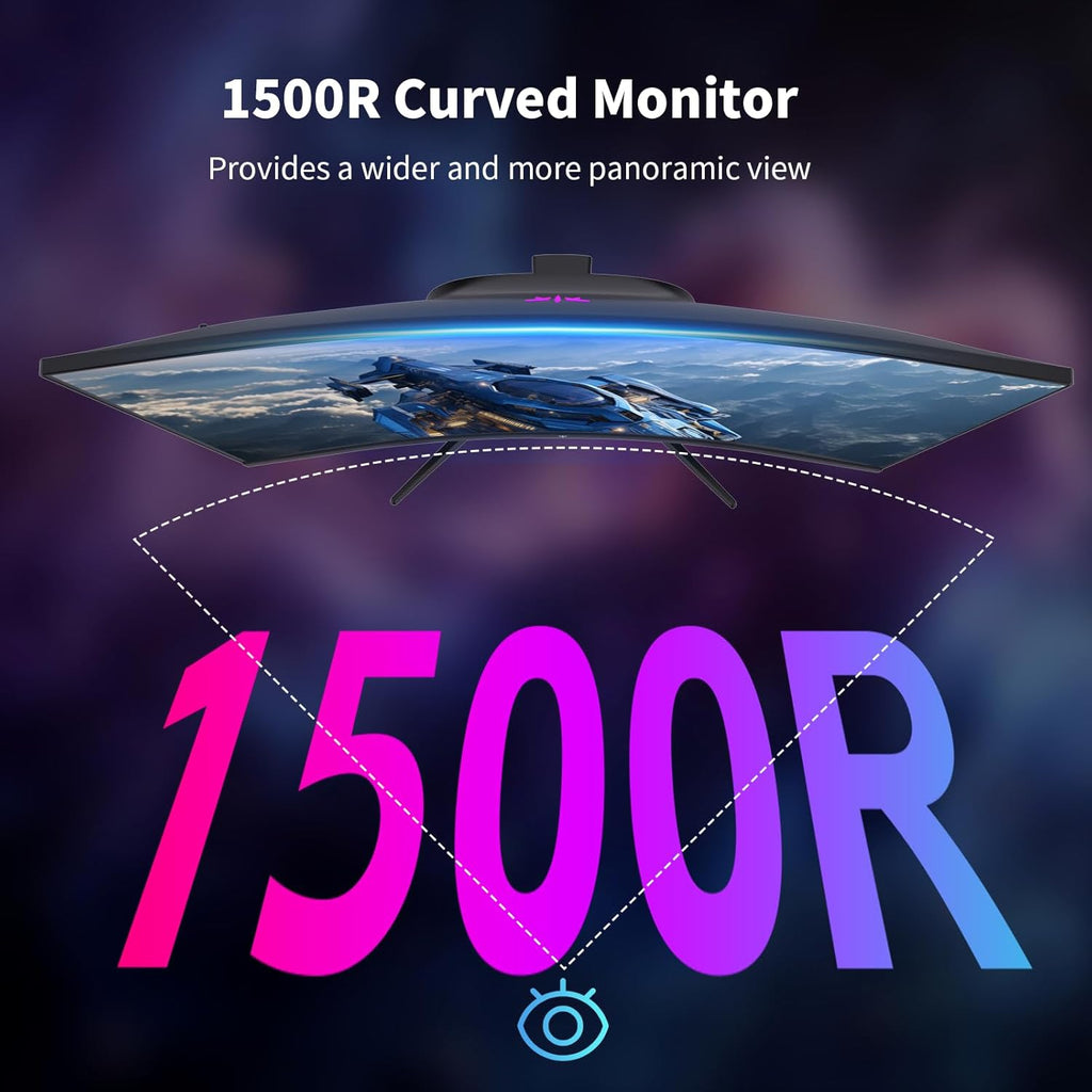 KTC H27S5C 27" Curved Gaming Monitor, 1440P QHD 144Hz 120Hz Monitor, 1500R HVA Panel, HDR400, Adaptive Sync, 400nits, HDMI 2.0 x2, DP 1.4, VESA 100x100 PC Monitor