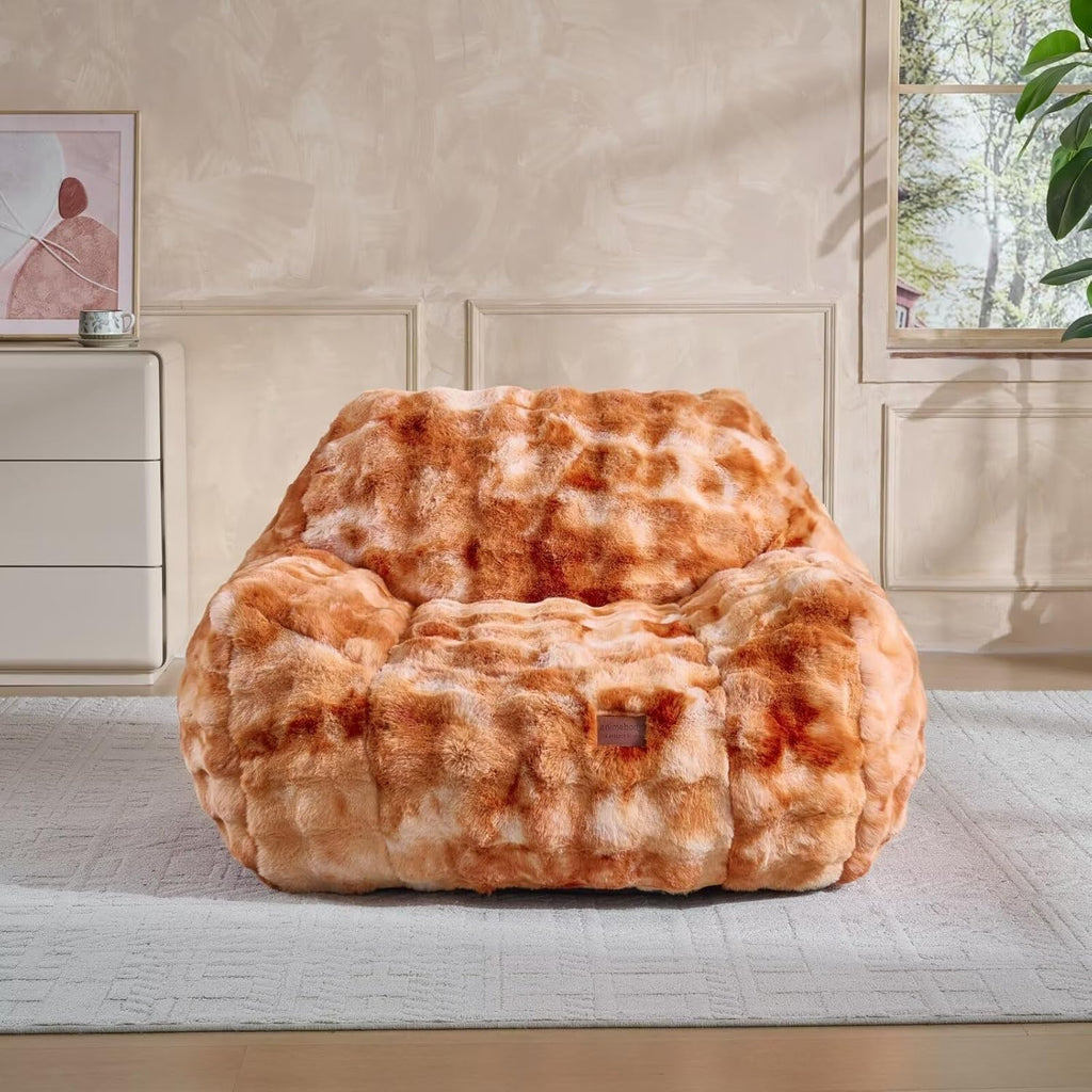 Giant Bean Bag Chair,Oversized Plush Comfy Bean Bag Sofa for Adults and Kids,Ultra Soft Living Room Bedroom Game Room Bean Bags with Armrests-Tie dye Burnt Orange