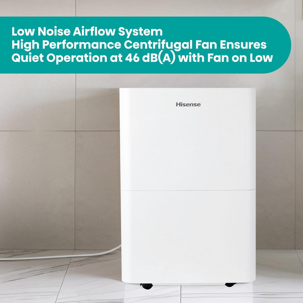 Hisense 35 Pint Compact Portable Dehumidifier with Slide-Out Bucket, Energy Efficient Quiet Humidity Absorber for Bathroom Bedroom Garage Attic Home Crawl Space, 3000 Sq. Ft.