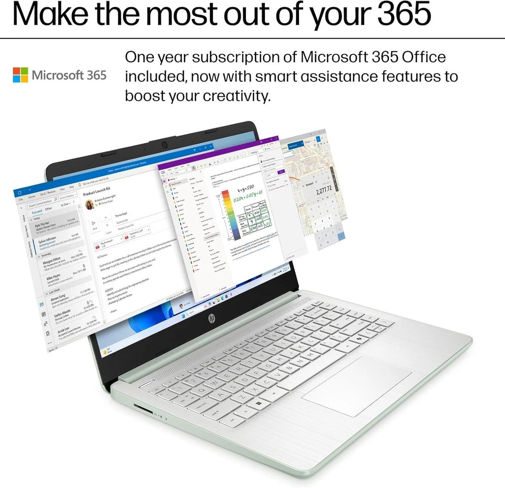 HP Stream 14 Student Business Laptop, Microsoft Office 365, Copilot AI, 8GB RAM, 128GB UFS, Intel N150 Processor(Quad-core), Willow Green, Windows 11 Home, with 5ave Kit