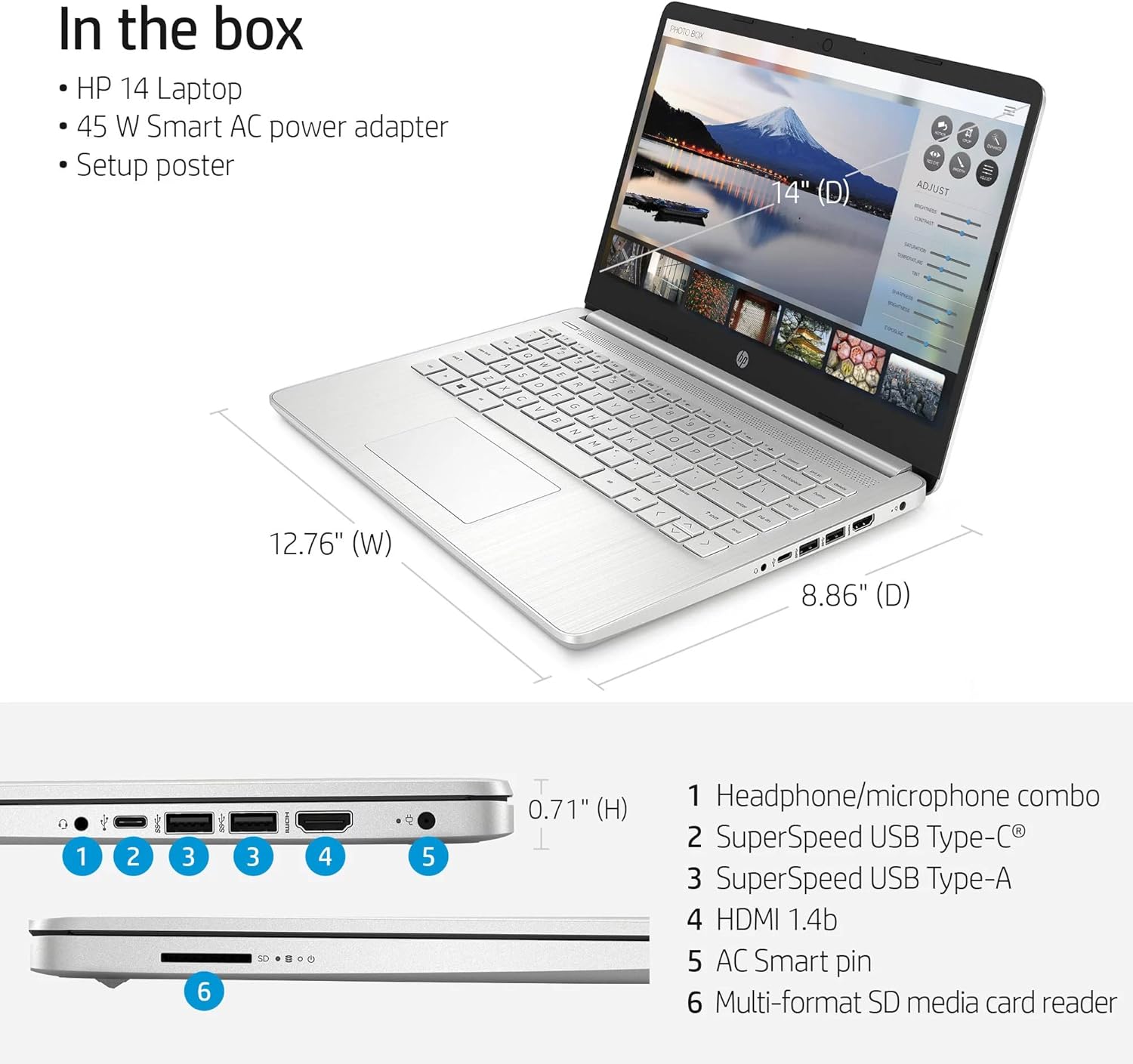 HP Pavilion Laptop (2022 Model), 14in FHD IPS NonTouch Display, AMD Ryzen 3 3250U, 8GB RAM, 128GB SSD, Thin & Portable, Micro-Edge & Anti-Glare Screen, Long Battery Life, Win 11
