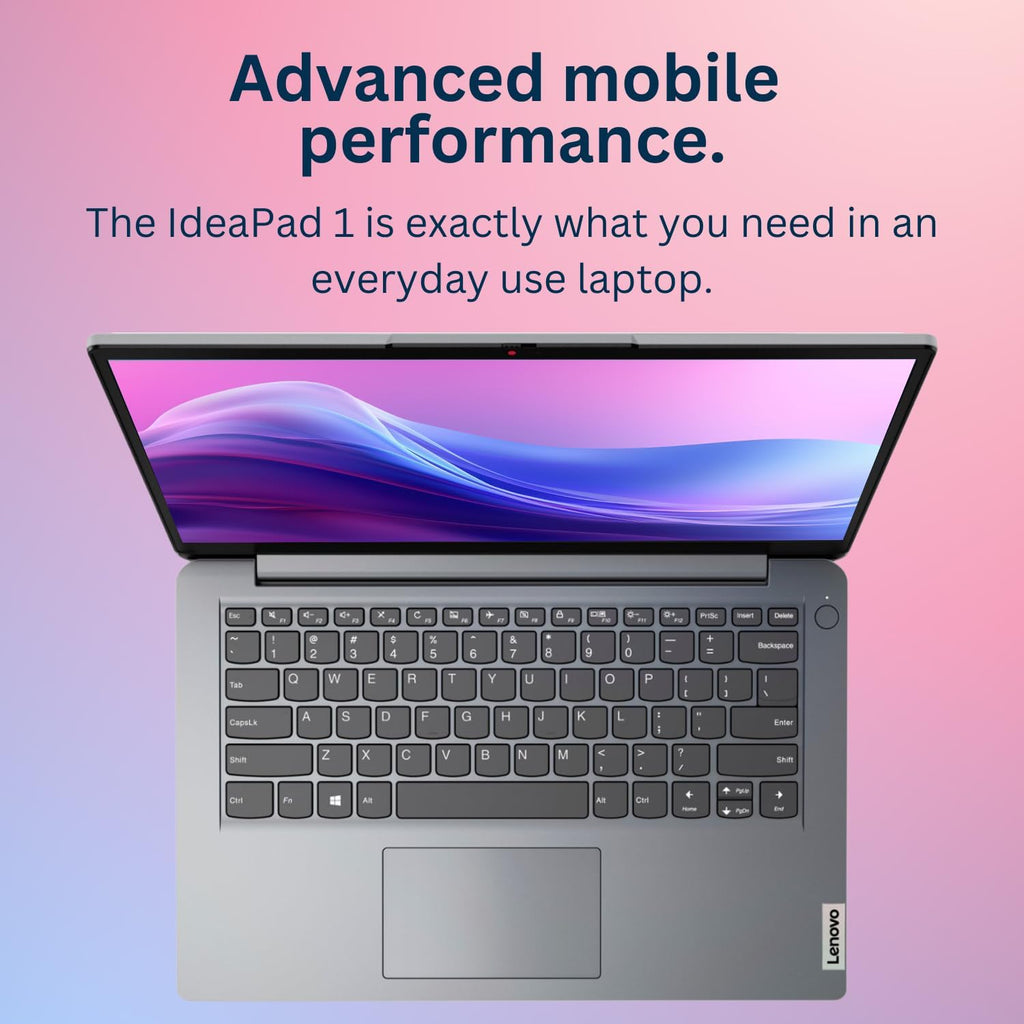 Lenovo IdeaPad 1 Laptop, 14"" HD Screen, Intel Celeron N4020, 4GB RAM, 128GB eMMC, Webcam, Wi-Fi 6, Windwos 11 Home, Grey, Gray (Renewed)