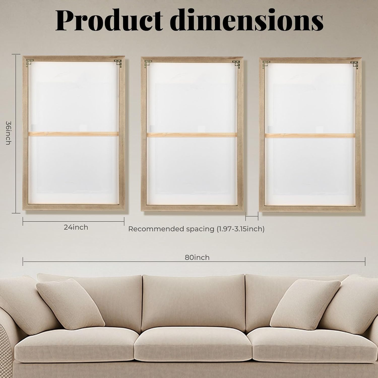 Large 3D Textured Framed Wall Art for Living Room, 3pcs Abstract Geometric Relief Artwork for Walls, Modern Neutral Black Beige Sandstone Plaster Pictures for Entryway Foyer Home Decor, 24x36 Inch