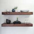 Urbandi Modern Floating Shelves 3 Inches Thick for Wall, Wide Shelves for Kitchen, Living Room, Bedroom, and Bathroom, Natural Pine Wood, Rustic Wooden Shelf, (Set of 2) (Provincial, 36Lx3Hx6D)