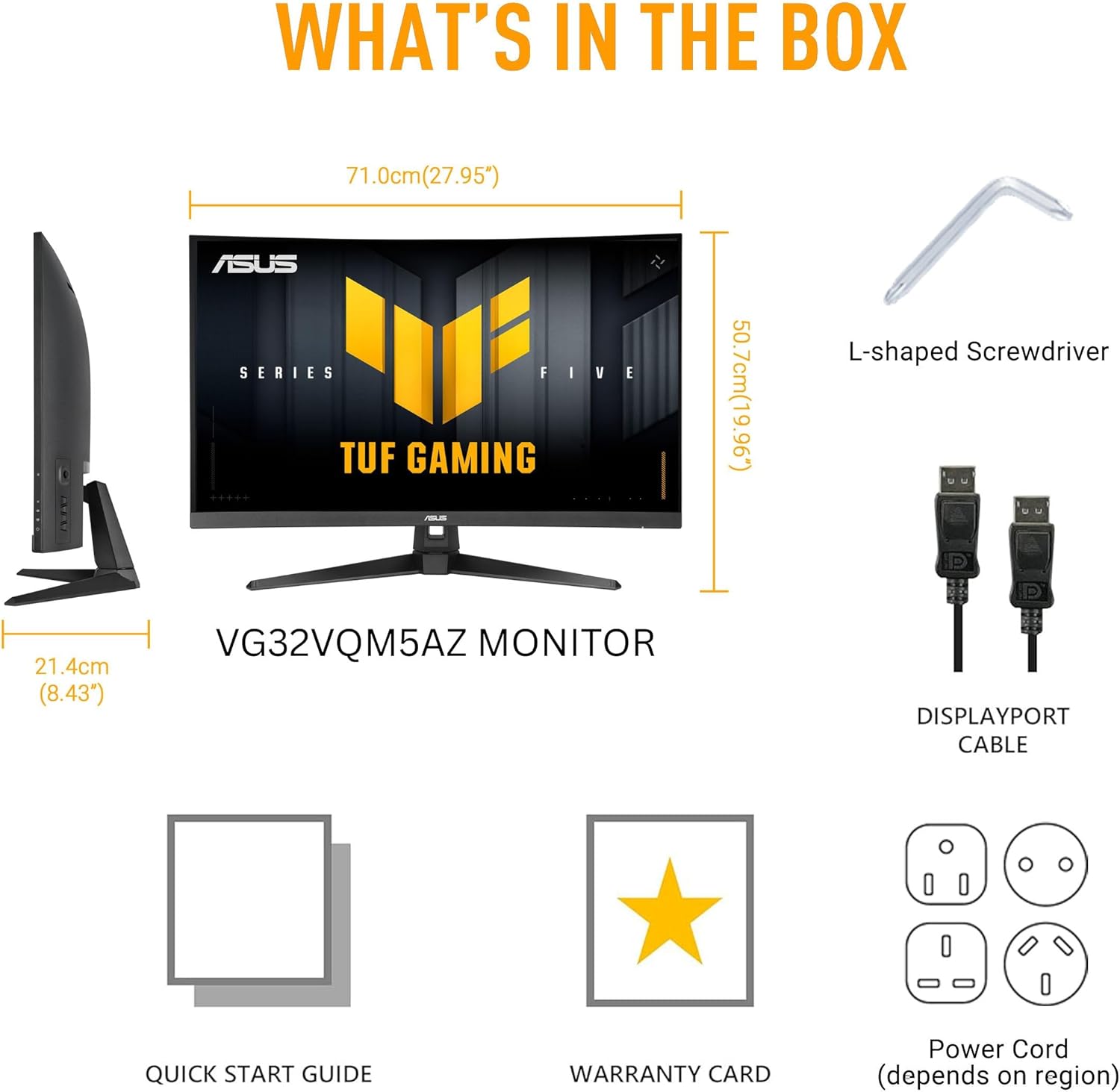 ASUS TUF Gaming Series 5 32” 1080P Curved Monitor (VG32VQM5AZ) - Full HD, 1500R, 240Hz, 0.5ms, Extreme Low Motion Blur Sync, FreeSync Premium, 120% sRGB, DisplayWidget, 3 yr Warranty