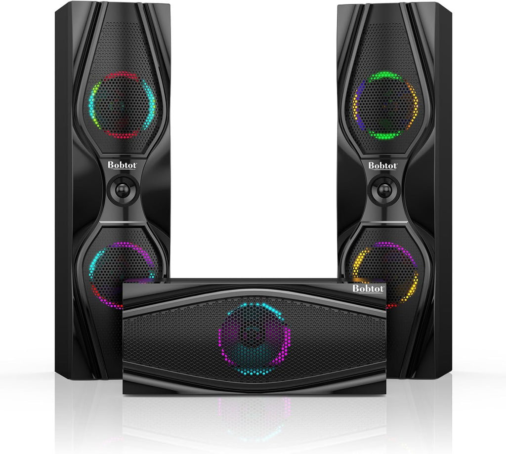 Bobtot Home Theater Systems Surround Sound Speakers - 1200 Watts 10 inch Subwoofer 5.1/2.1 Channel Audio Stereo System with ARC Optical Bluetooth Input for 4K TV Ultra HD AV DVD FM Radio USB