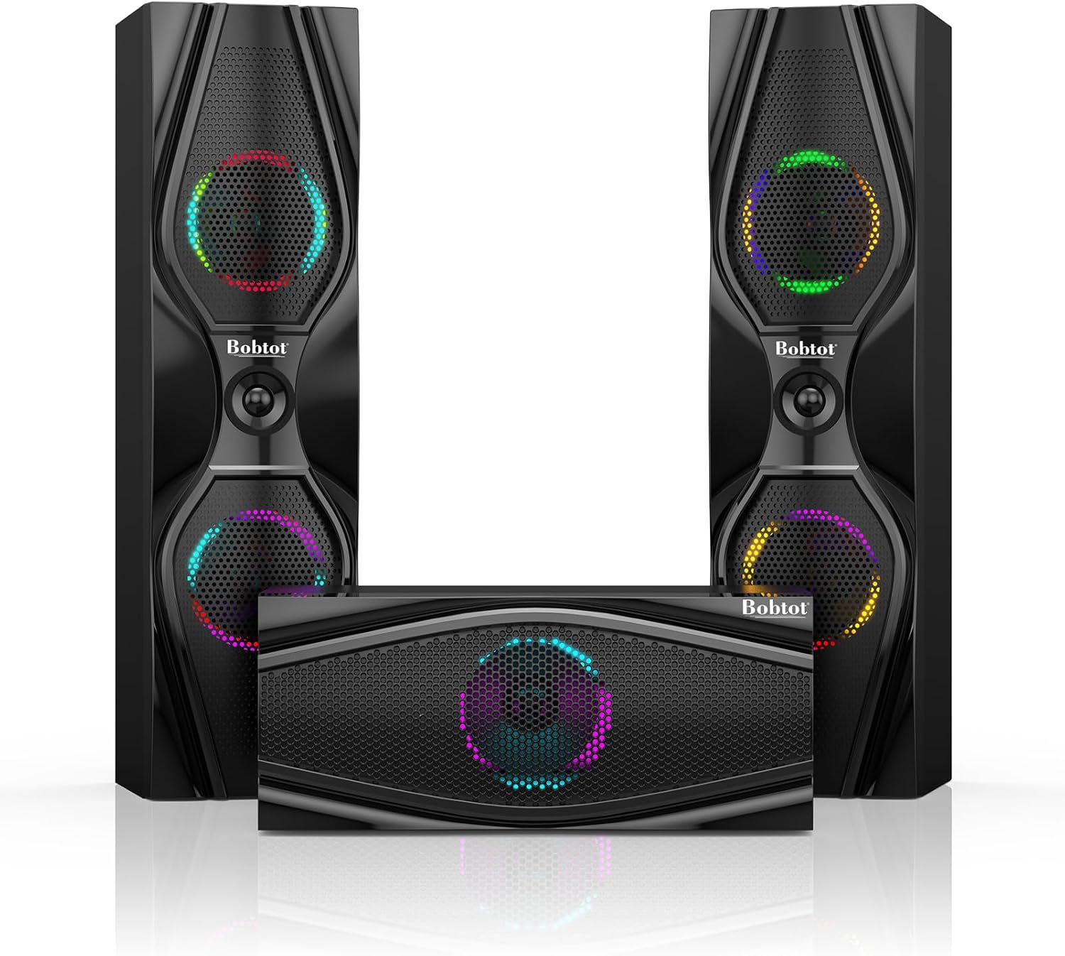 Bobtot Home Theater Systems Surround Sound Speakers - 1200 Watts 10 inch Subwoofer 5.1/2.1 Channel Audio Stereo System with ARC Optical Bluetooth Input for 4K TV Ultra HD AV DVD FM Radio USB