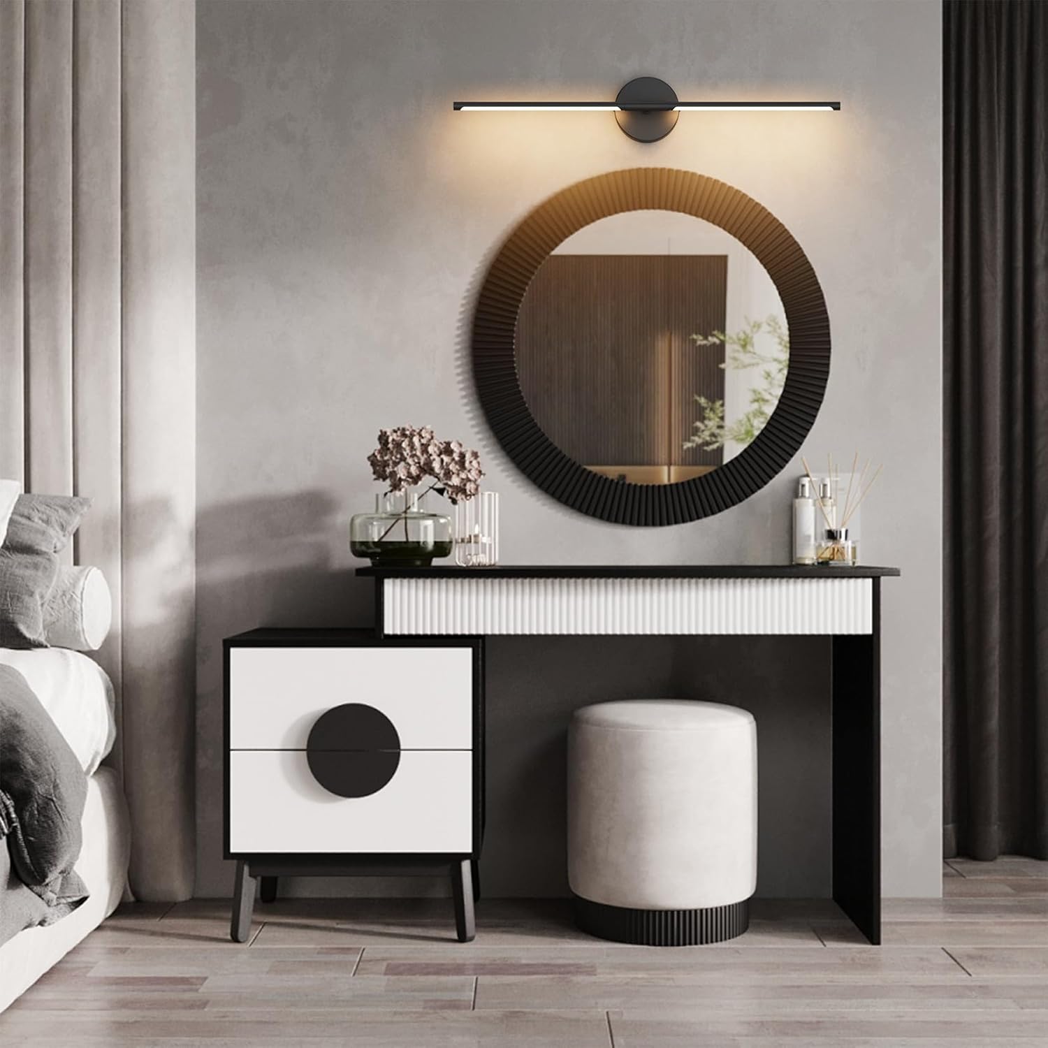 28In Black Wall Sconce Set of Two Hardwired 3000K LED Modern Wall Light Fixture 360° Rotatable for Living Room Hallway Bedroom(2 Pack)