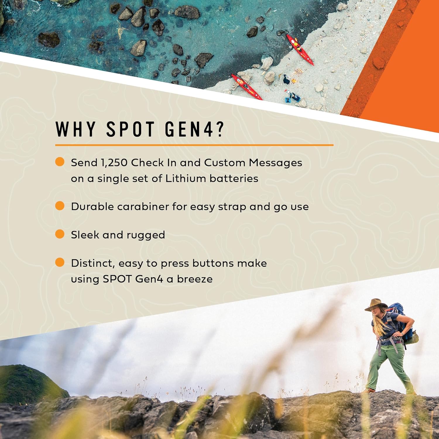 Spot Gen 4 Satellite GPS Messenger | Handheld Portable GPS Messenger for Hiking, Camping, Outdoor Activities | Globalstar Satellite Network Coverage | Subscription Applicable