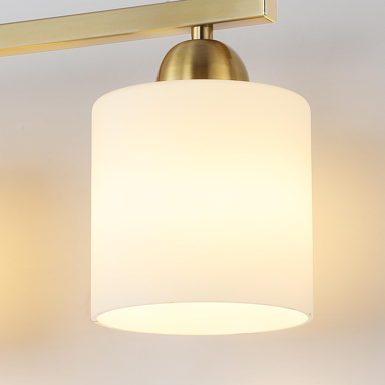 Mecgirn Stainless Steel Milk Glass Vanity Lights for Bathroom, 4 Light Gold Bathroom Light Fixtures Over Mirror, Ceramic E26 Sockets Wall Mounted