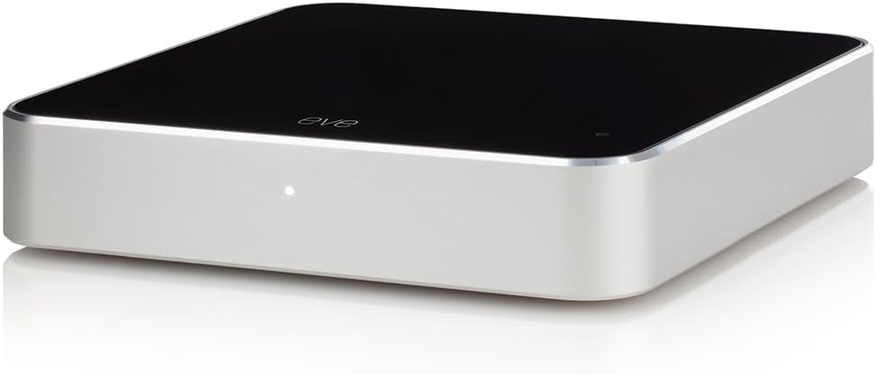 Eve Play – Audio Streaming Interface for AirPlay, Upgrade to AirPlay audio streaming, Latency compensation, digital-to-analog converter, Three audio outputs, Apple Home, Ethernet, 2.4/5 GHz Wi-Fi