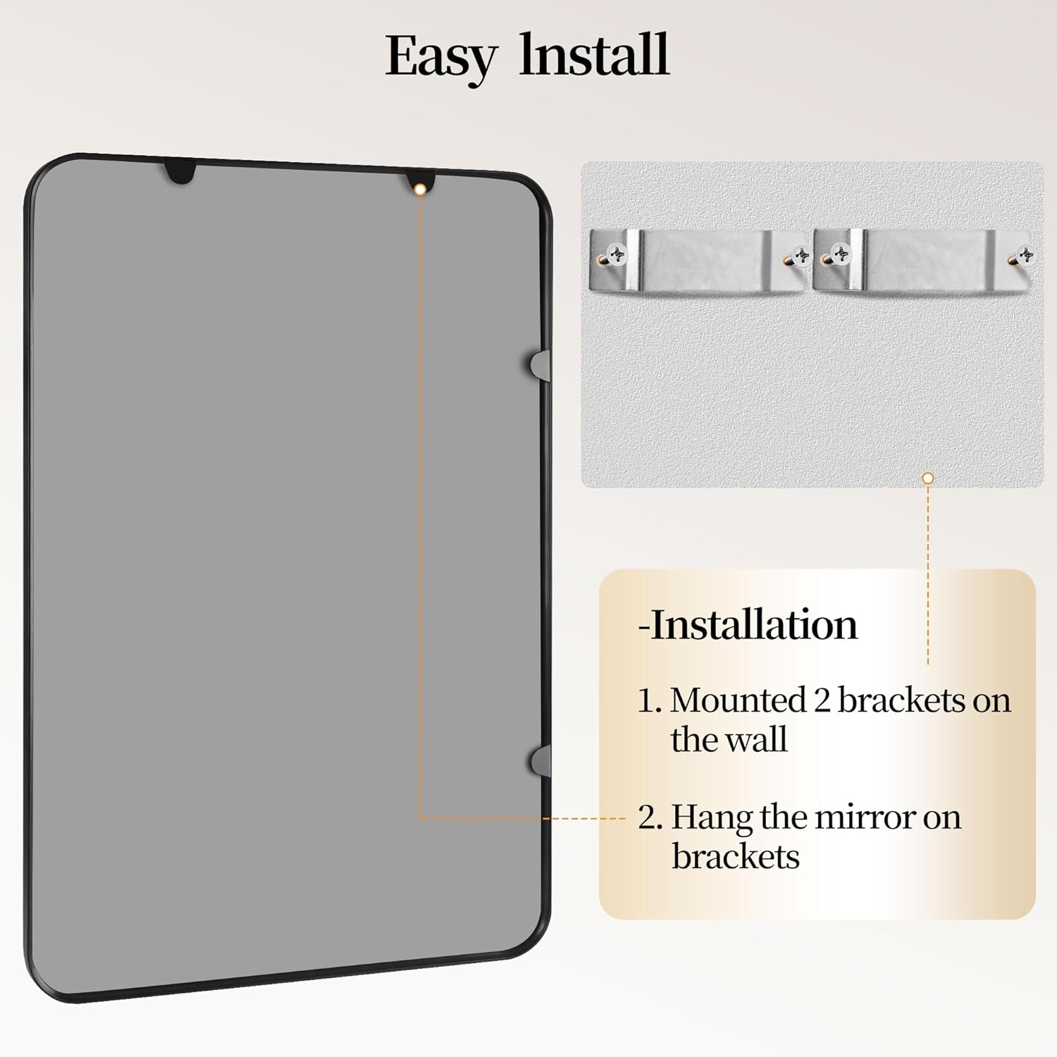 2 Pcs 24 x 36 Inch Black Metal Framed Bathroom Mirror for Wall, Rounded Rectangle Mirror Matte Black Bathroom Vanity Mirror,Anti-Rust, Hangs Horizontally or Vertically (2, Black, 24"×36")
