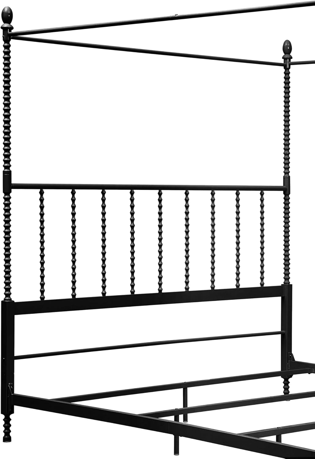 Furniture of America Vaeli Modern Metal King Size Four Poster Bed Frame with Spindles, Canopy Bedframe for Bedroom, Guest Room, Box Spring Required, Black